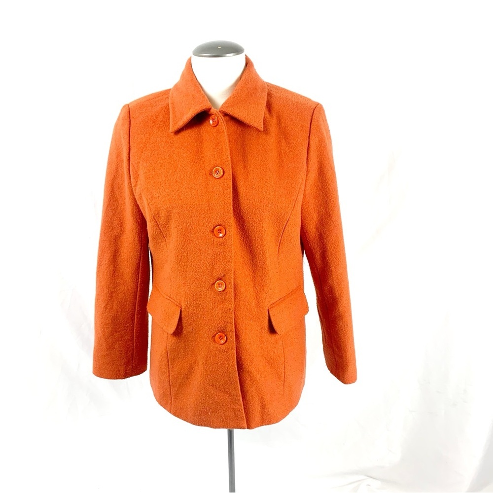 🧡 Compliments Burnt Orange Wool-Blend Coat – Tailored Button Front Jacket (M/L)